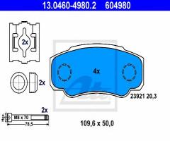 Ate 13.0460-4980 klocki hamulcowe fiat ducato 02- tył, citroËn jumper autobus (230p)