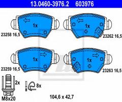 Ate 13.0460-3976 klocki hamulcowe opel astra g, zafira tył, opel astra g hatchback (f48_, f08_)