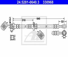 Ate 24.5281-0640 przewód hamulcowy giętki nissan primera 02-07 pt, nissan primera (p12)