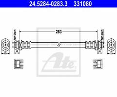 Ate 24.5284-0283 przewód hamulcowy giętki, subaru justy iii (g3x), suzuki wagon r+ (mm)