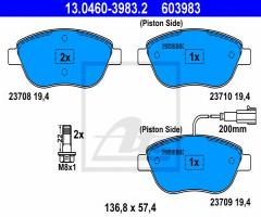 Ate 13.0460-3983 klocki hamulcowe fiat stilo 01-08 1,8-1,9jtd z czujnikiem, fiat bravo ii (198)