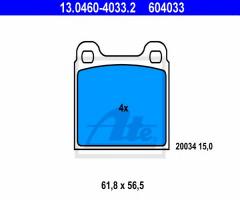 Ate 13.0460-4033 klocki hamulcowe vw 1600 71-73, audi 100 (c1), bmw 02 (e10), porsche 914