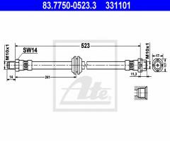 Ate 83.7750-0523 przewód hamulcowy giętki mini cooper 06- przód