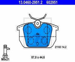 Ate 13.0460-2951 klocki hamulcowe fiat brava,bravo 95-01 tył, alfa romeo 155 (167), fiat tipo (160)