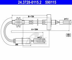 Ate 24.3728-0115 linka sprzęgła audi, audi 100 (44, 44q, c3)