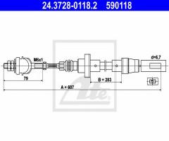 Ate 24.3728-0118 linka sprzęgła vw polo 85-94, vw polo (86c, 80)