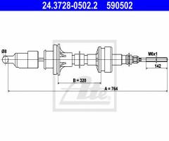 Ate 24.3728-0502 linka sprzęgła fiat tipo 88-95, fiat tipo (160), lancia dedra (835)