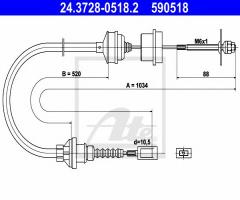 Ate 24.3728-0518 linka sprzęgła citroen fiat ducato 94-02 14, citroËn jumper autobus (230p)