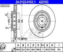 Ate 24.0122-0163 tarcza hamulcowa vw golf iv 97-03 tył, audi tt (8n3), seat toledo ii (1m2)