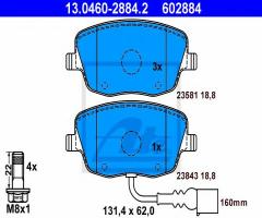 Ate 13.0460-2884 klocki hamulcowe skoda / seat / vw polo 01- z czujnikiem, seat ibiza iv (6l1)