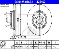 Ate 24.0125-0162 tarcza hamulcowa ford focus ii 04-, ford c-max ii, volvo c30