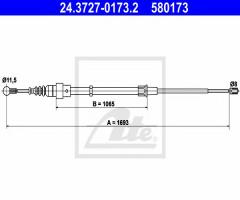 Ate 24.3727-0173 linka hamulca ręcznego skoda octavia 99-10, audi a3 (8l1), seat leon (1m1)