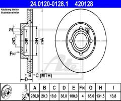 Ate 24.0120-0128 tarcza hamulcowa vw golf 88-97, seat toledo i (1l), vw golf ii (19e, 1g1)