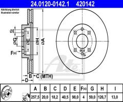 Ate 24.0120-0142 tarcza hamulcowa fiat brava,bravo 96-02, alfa romeo 155 (167), fiat tipo (160)