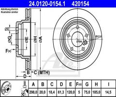 Ate 24.0120-0154 tarcza hamulcowa bmw 5 e39 95-03 tył. went., bmw 5 (e39)