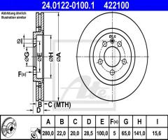 Ate 24.0122-0100 tarcza hamulcowa vw golf iii 91-97 2,0-2,8 vr6, seat toledo i (1l)