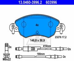 Ate 13.0460-3996 klocki hamulcowe citroen c5 1,8 16v 01- z czujnikiem, citroËn c5 i (dc_)