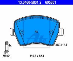 Ate 13.0460-5801 klocki hamulcowe nissan micra 03-, nissan micra iii (k12)