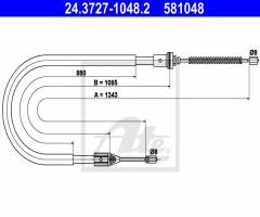 Ate 24.3727-1048 linka hamulca ręcznego renault clio ii 98-05 pt