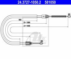 Ate 24.3727-1050 linka hamulca ręcznego renault megane 96-02, renault megane i (ba0/1_)