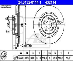 Ate 24.0132-0114 tarcza hamulcowa mercedes w163 ml-klasa 99-05, mercedes-benz klasa m (w163)