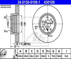 Ate 24.0130-0109 tarcza hamulcowa bmw x5 e53 00-07, bmw x5 (e53)