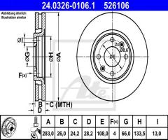 Ate 24.0326-0106 tarcza hamulcowa peugeot 406 95-04 1,9td-3,0, citroËn xantia (x1), peugeot 406 (8b)