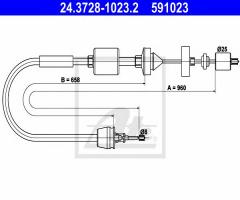 Ate 24.3728-1023 linka sprzęgła renault clio 98-05, nissan kubistar nadwozie pełne (x80)