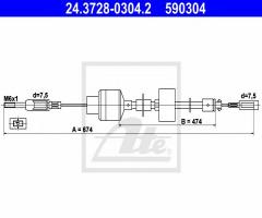 Ate 24.3728-0304 linka sprzęgła citroen bx 82-93, citroËn bx (xb-_)