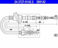 Ate 24.3727-0142 linka hamulca ręcznego audi 100 90-94 tył, audi 100 (4a, c4)