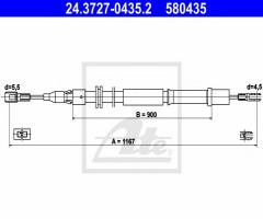 Ate 24.3727-0435 linka hamulca ręcznego mercedes vito 96-03, mercedes-benz vito autobus (638)