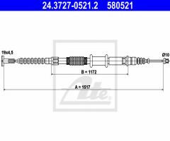 Ate 24.3727-0521 linka hamulca ręcznego alfa romeo 145 94-01 lt, alfa romeo 155 (167)