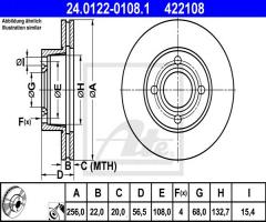 Ate 24.0122-0108 tarcza hamulcowa audi 80 91-92 went., audi coupe (89, 8b)