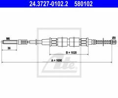 Ate 24.3727-0102 linka hamulca ręcznego vw golf i 76-83, vw golf i (17)