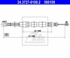 Ate 24.3727-0109 linka hamulca ręcznego vw t2 79-92, vw transporter iii autobus