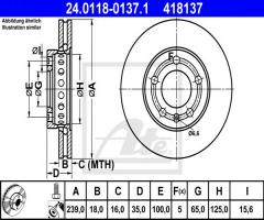 Ate 24.0118-0137 tarcza hamulcowa skoda fabia 99-, skoda fabia, vw polo (9n_)