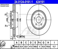 Ate 24.0124-0161 tarcza hamulcowa ford mondeo 1,8-2,5 00-07, ford mondeo iii kombi (bwy)