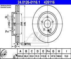 Ate 24.0126-0116 tarcza hamulcowa mercedes w163 ml-klasa 98-05, mercedes-benz klasa m (w163)