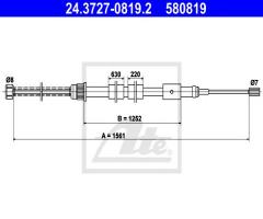 Ate 24.3727-0819 linka hamulca ręcznego peugeot 306 93-01 pt, peugeot 306 hatchback (7a, 7c, n3, n5)