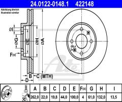 Ate 24.0122-0148 tarcza hamulcowa renault laguna 94-01, renault laguna i (b56_, 556_)