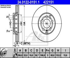 Ate 24.0122-0151 tarcza hamulcowa skoda octavia 96-, audi a3 (8l1), seat ibiza v (6j5, 6p5)