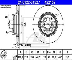 Ate 24.0122-0152 tarcza hamulcowa vw passat 96-00, audi a4 (8d2, b5), seat exeo (3r2)