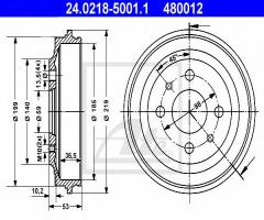 Ate 24.0218-5001 bęben hamulcowy fiat uno, cinquecento, autobianchi a 112, fiat 127, lancia a 112