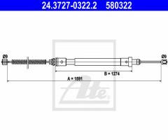 Ate 24.3727-0322 linka hamulca ręcznego citroen xsara 97-05 lt, citroËn xsara (n1)