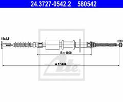 Ate 24.3727-0542 linka hamulca ręcznego fiat marea kombi 96-02 pt, fiat marea weekend (185)