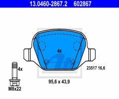 Ate 13.0460-2867 klocki hamulcowe lancia lybra 99- tył, alfa romeo 156 (932), fiat linea (323)