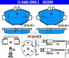 Ate 13.0460-3999 klocki hamulcowe mercedes w211 e-klasa 02-, mercedes-benz klasa e t-model (s211)