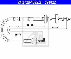Ate 24.3728-1022 linka sprzęgła renault laguna 93-01, renault laguna i (b56_, 556_)