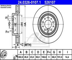 Ate 24.0326-0107 tarcza hamulcowa volvo s70,v70 97-00, volvo s70 (ls)