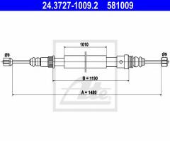 Ate 24.3727-1009 linka hamulca ręcznego renault clio 90-98, renault clio i (b/c57_, 5/357_)